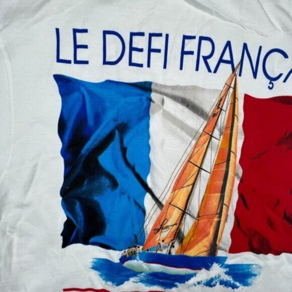 Vintage Le Defi Francais Shirt Mens Large XL White Americas Cup 1992 T Shirt - Picture 3 of 9